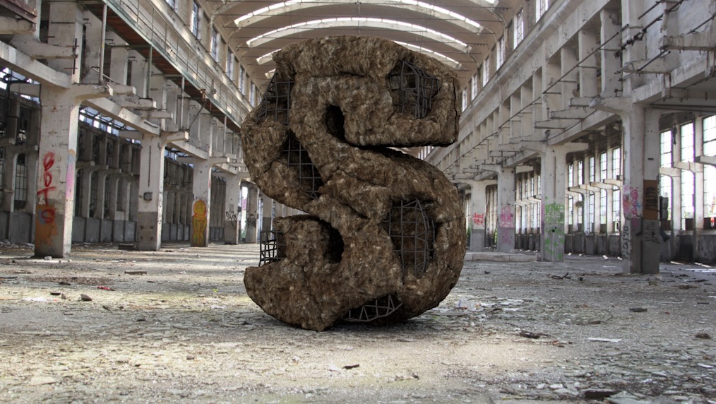 C4D创意文字：水泥钢筋文字工程文件