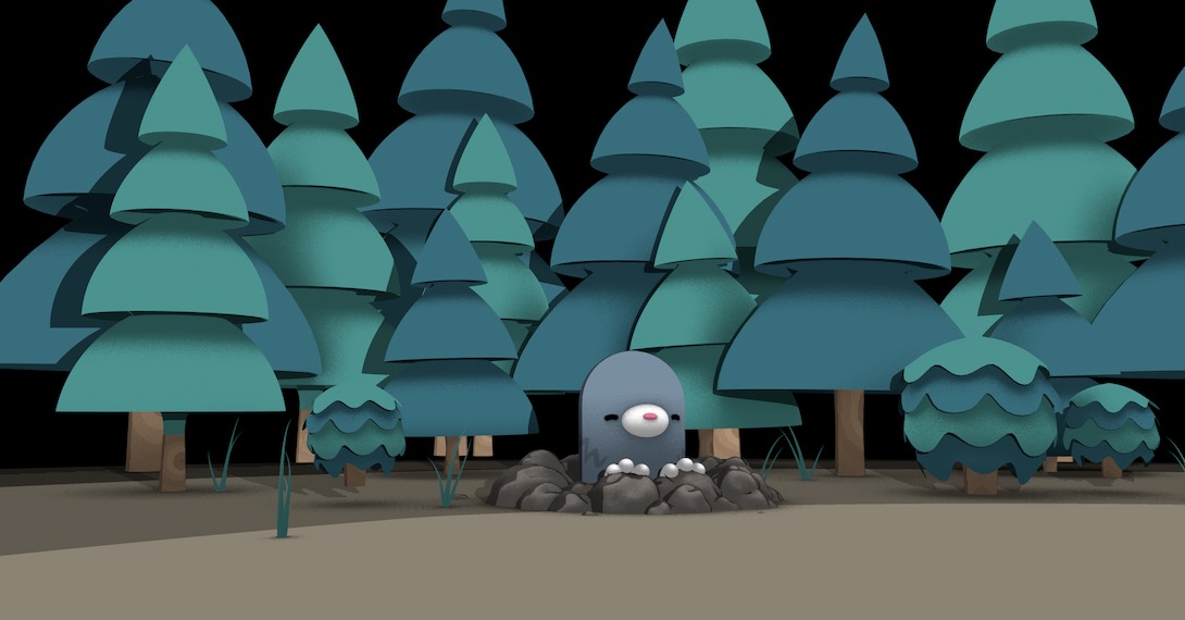 C4D卡通森林动画VR全景工程文件 VR camp scene