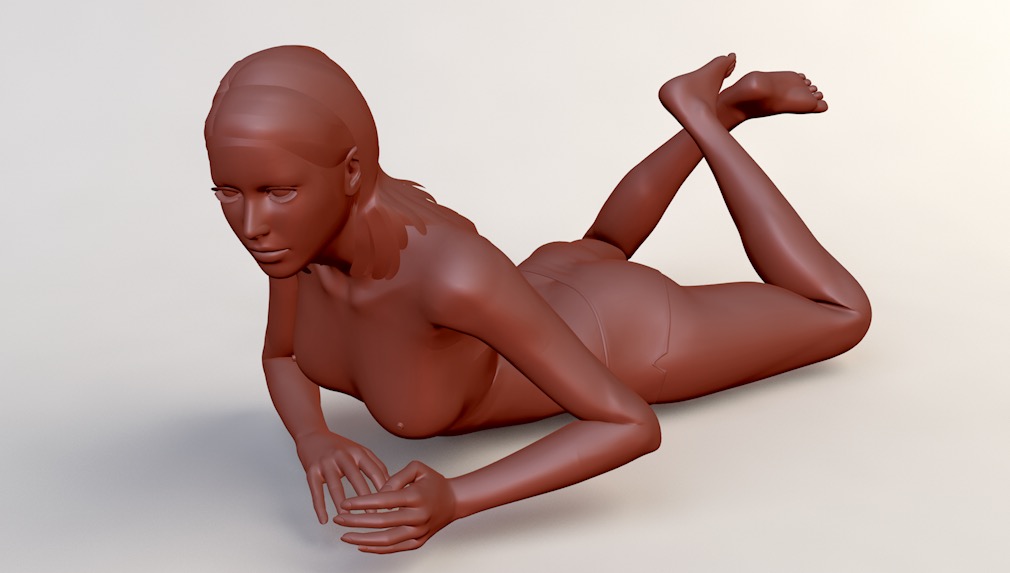 爬着的女性C4D模型 Girl