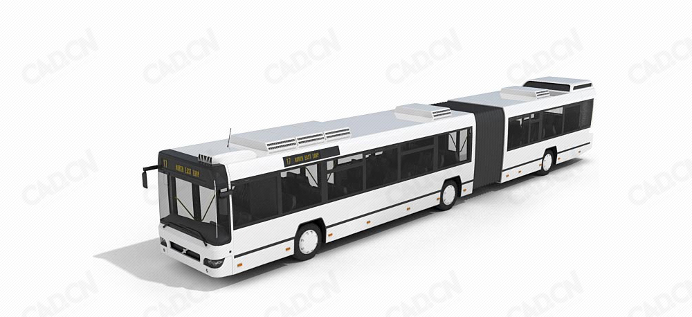 17路铰接公交车 两节公交车C4D模型 Articulated Bus