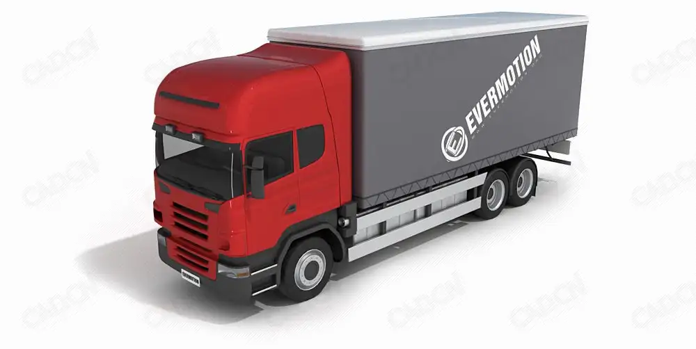 大型货车 厢式货车C4D模型 truck 3d model