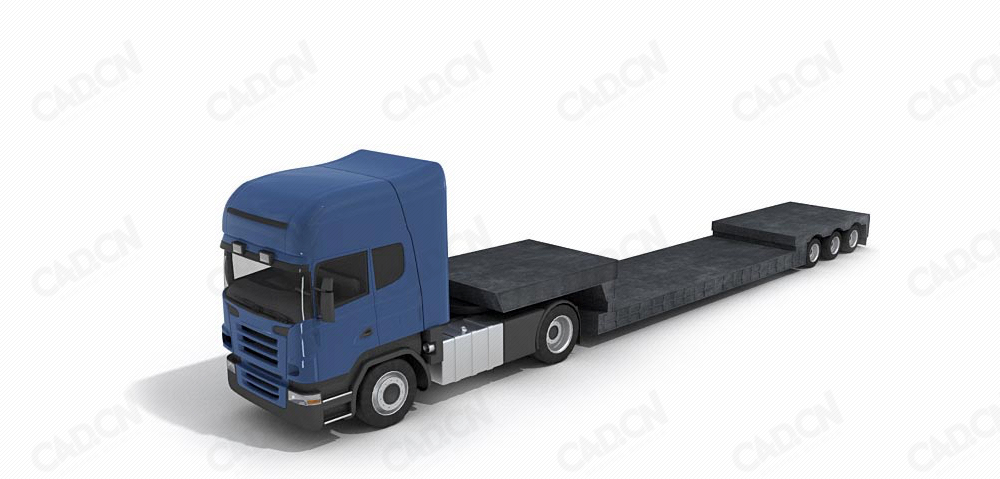 低平板半挂车C4D模型 trailer 3d model