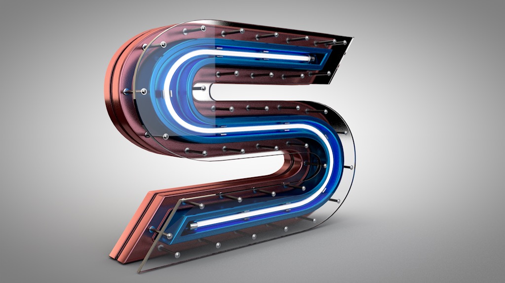 C4D创意科技质感字母“S”工程文件 Typo Project template