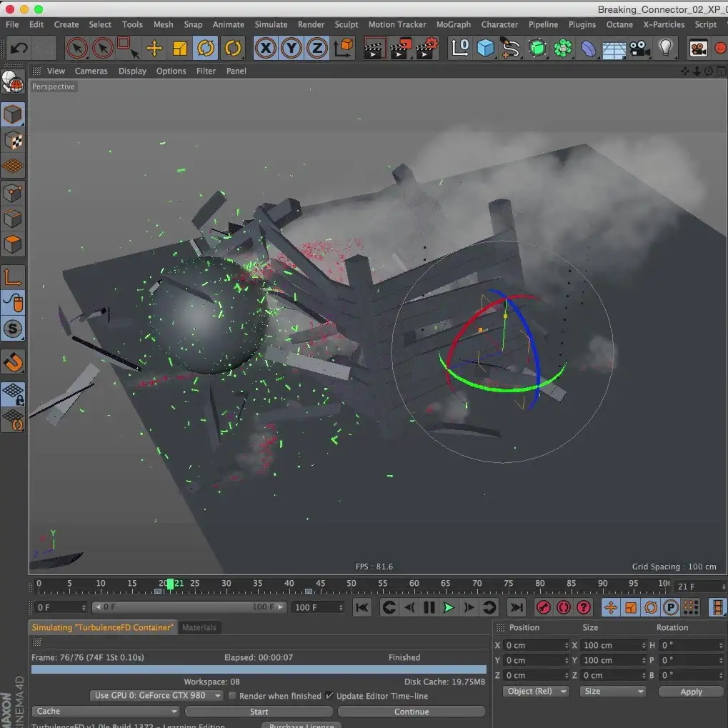 C4D使用XP、TFD模拟碎片和尘埃及烟雾工程文件Particles_For_Dynamics