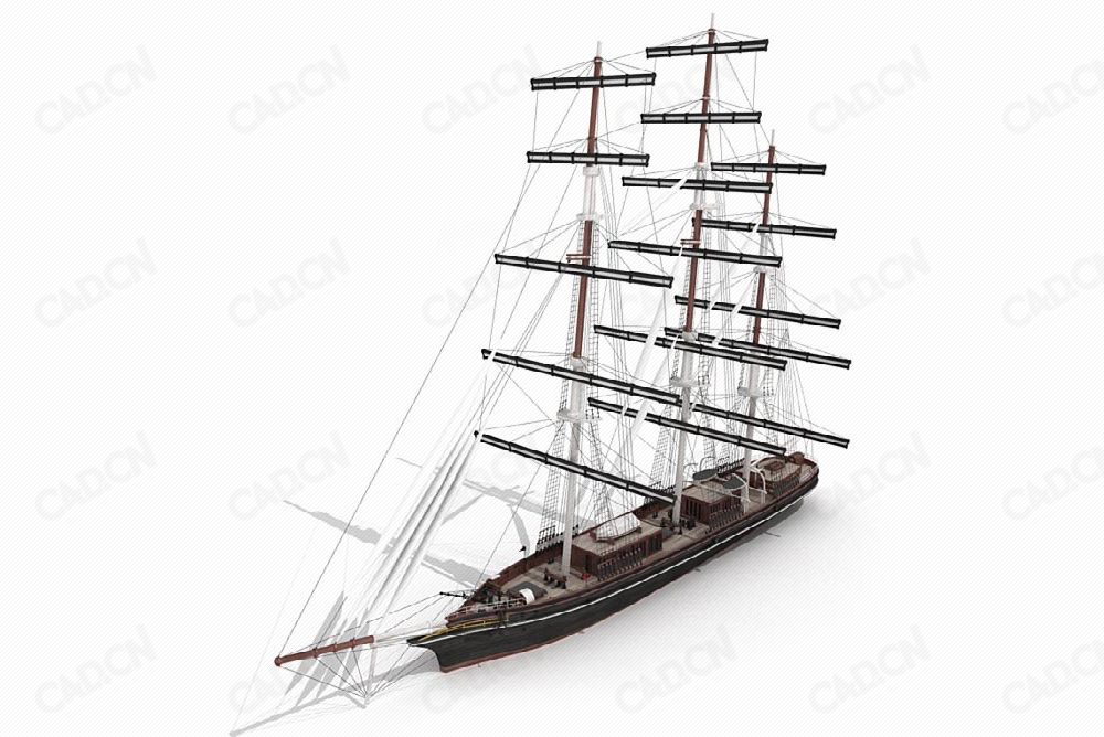 大帆船C4D模型 sailboat 3D model（2）