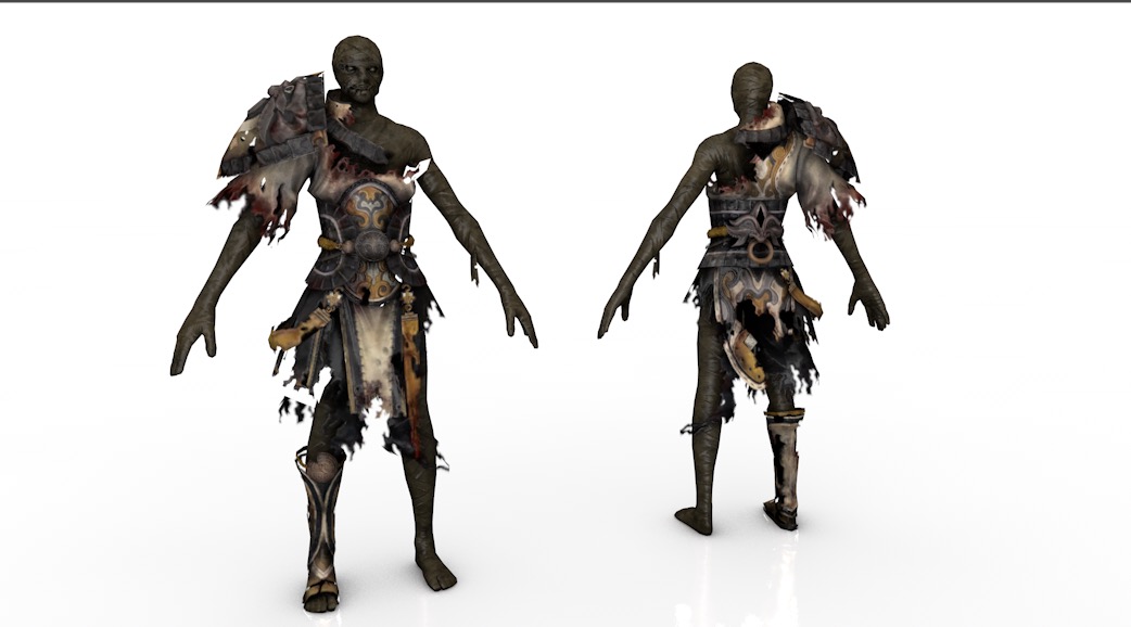 衣衫褴褛的尸体C4D游戏角色模型 Skull B Kyoung Cheon 3dmodel