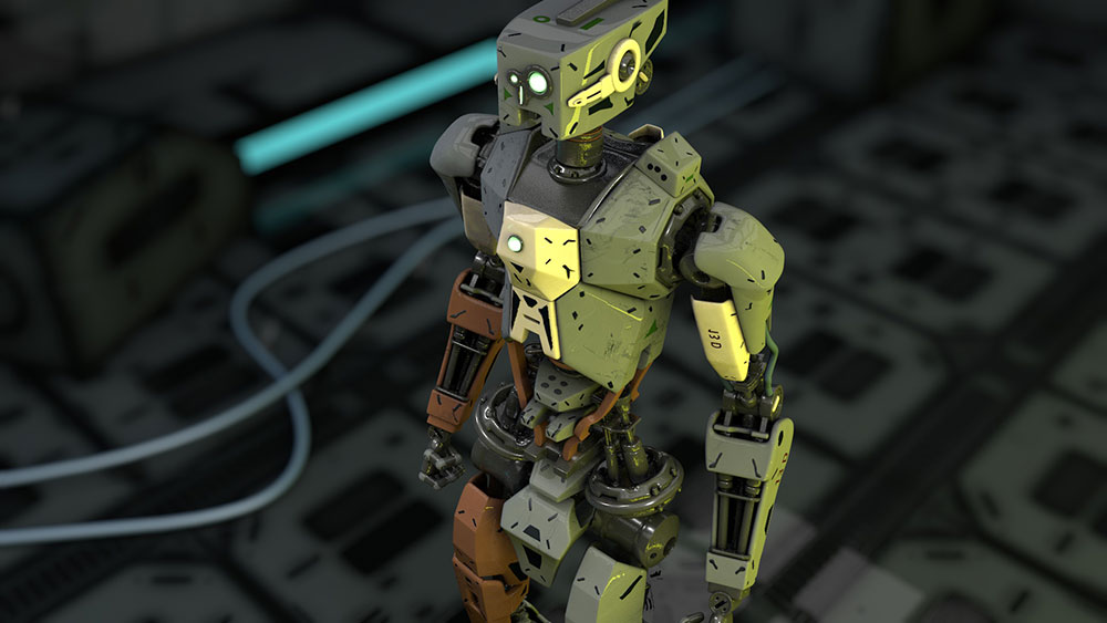 C4D机器人行走动画模型 full rigged robot