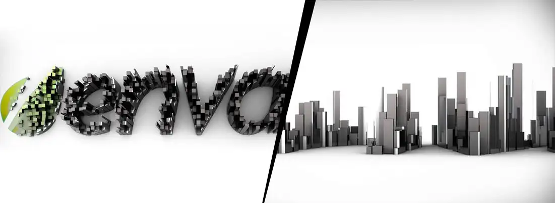 C4D柱状整列波浪起伏生长文字Logo展示 Cubed Columns Revealer