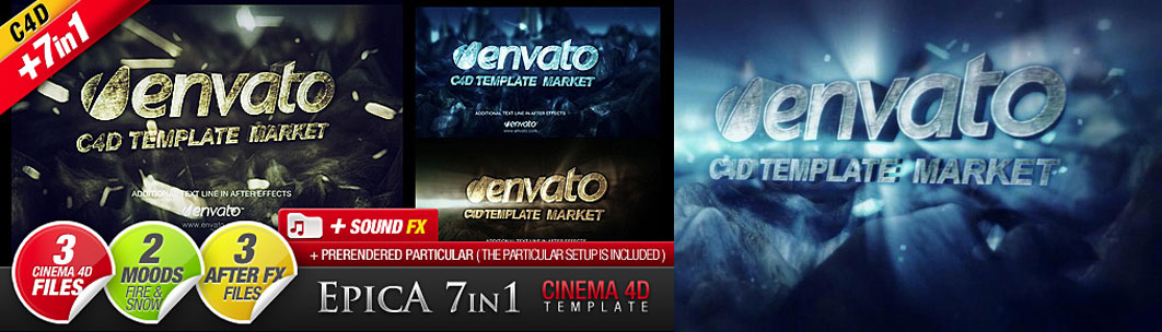 C4D/AE模板－史诗震撼3D文字Logo展示 VideoHive EPICA 7in1