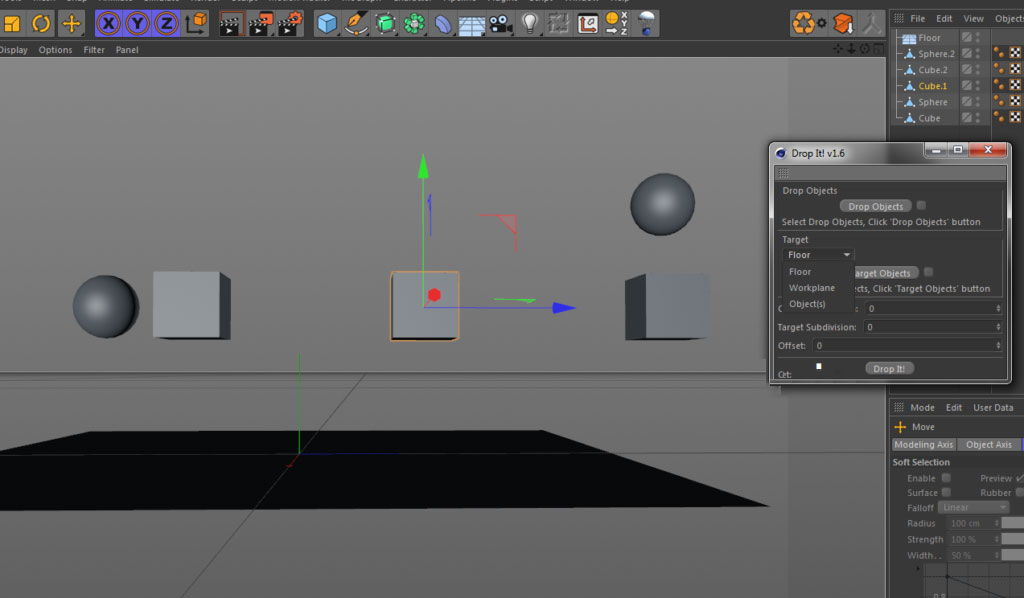 C4D物体对齐地面脚本 Plugin Drop iT