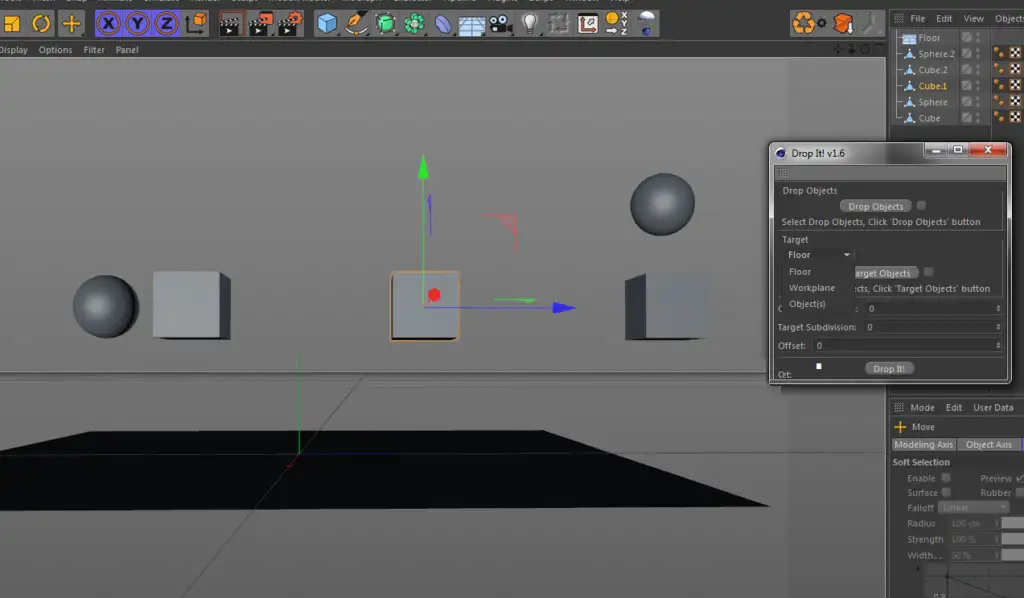 C4D物体对齐地面脚本 Plugin Drop iT