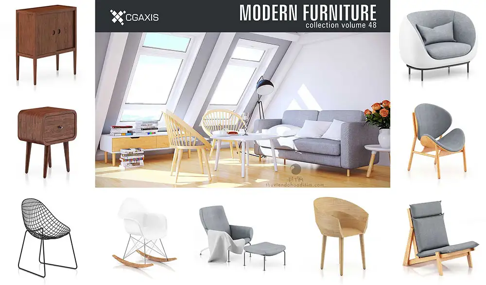 45个现代家具C4D模型 CGAxis Models Volume 48 3D Modern Furniture