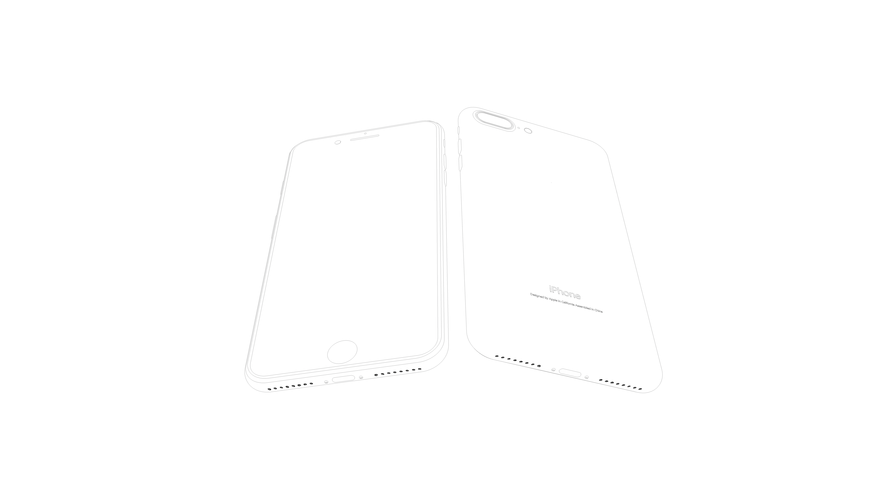 C4D练习——iPhone7 plus苹果手机建模渲染 - C4D之家 - 线描.png