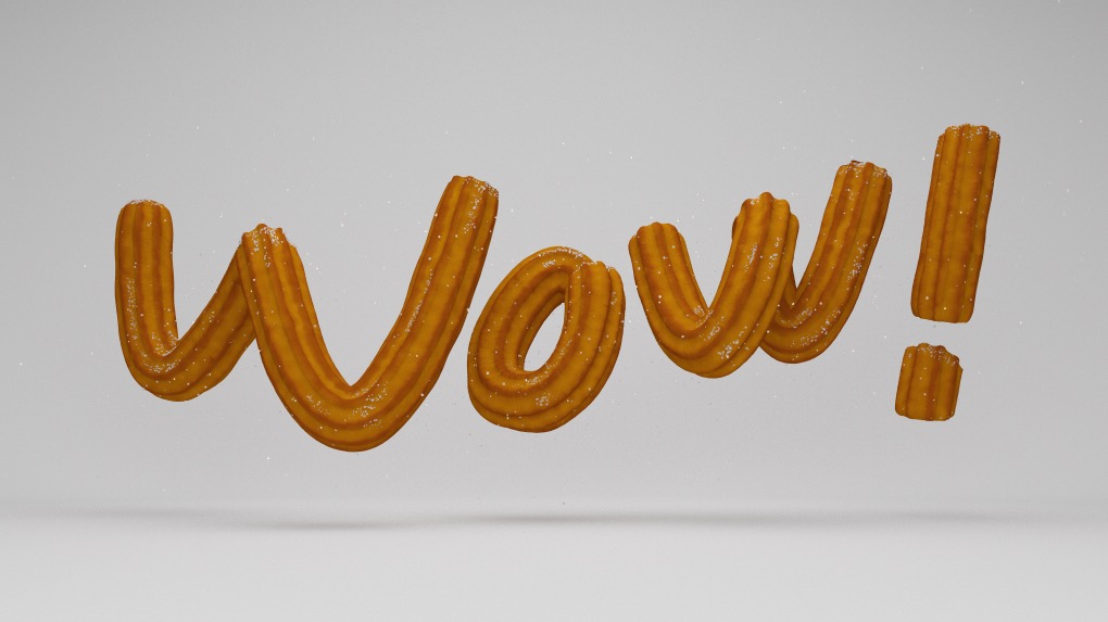 C4D扭曲创意文字“wow!”工程文件（vray for c4d）