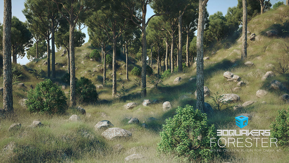 C4D插件：花草树木等植物生长动画插件 3DQuakers Forester 1.1.0 - C4D之家 - Forester-Pine-Forest-op.jpg