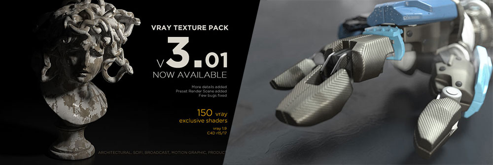 C4D Vray材质预设包 Renderking – Vray Texture Pack 3.01 R13-R17 Win/Mac - C4D之家 - Banner-updated.jpg