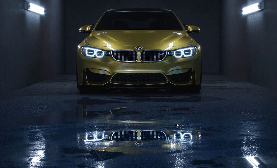 C4D使用Corona渲染器制作沥青地面水坑的反射效果（包含工程文件）