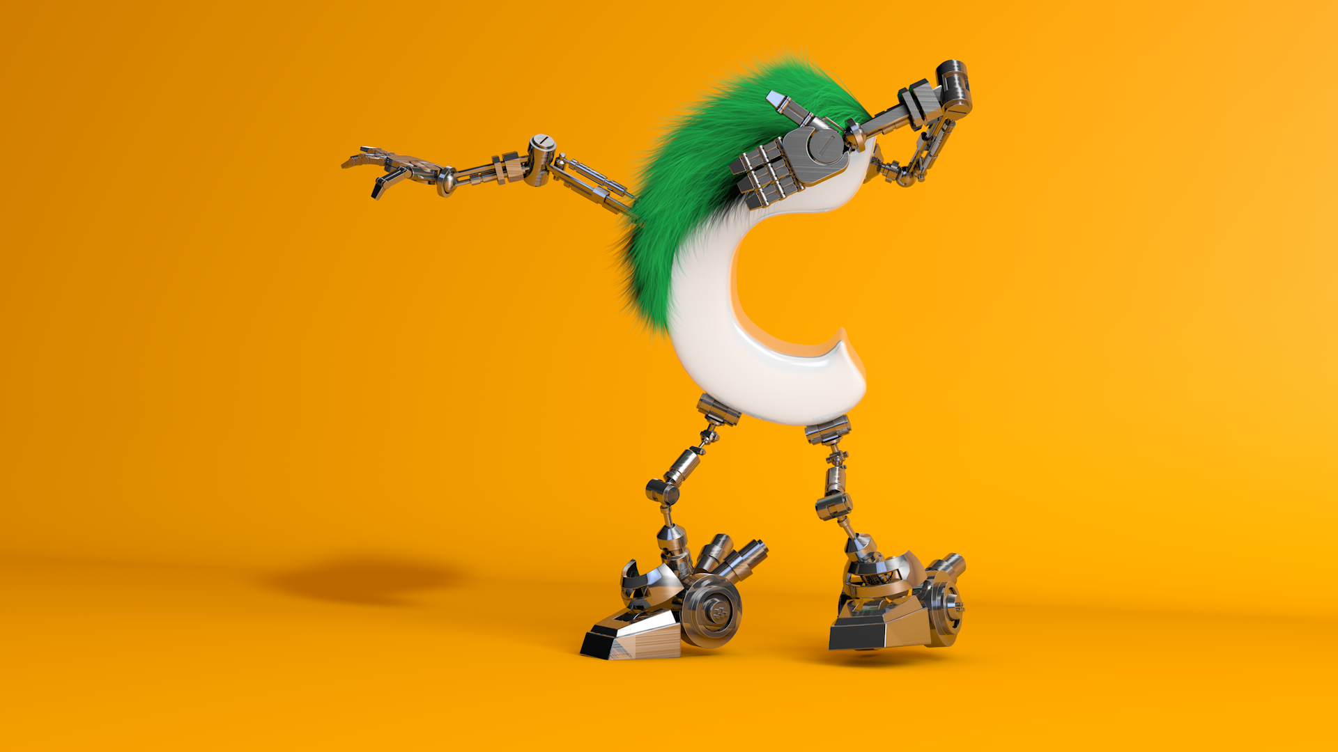 C4D原创作品：C4D一招制作毛发字教程