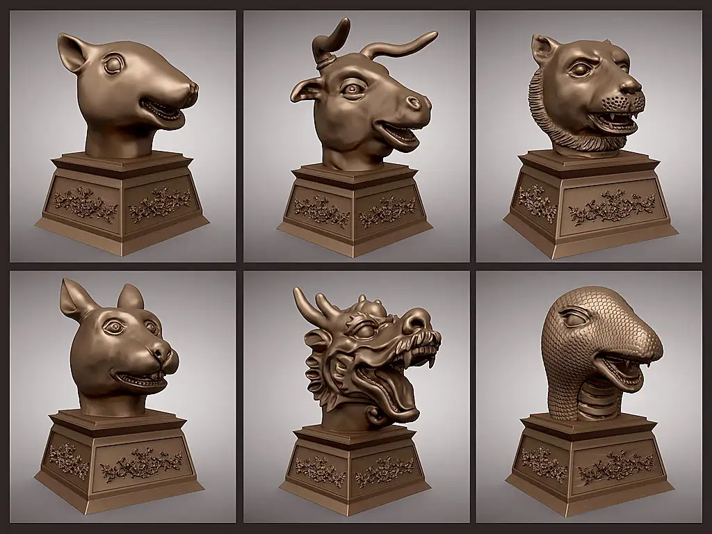 圆明园十二生肖兽首铜像C4D模型合集（C4D/STL/OBJ） - C4D之家 - 未标题-1.jpg