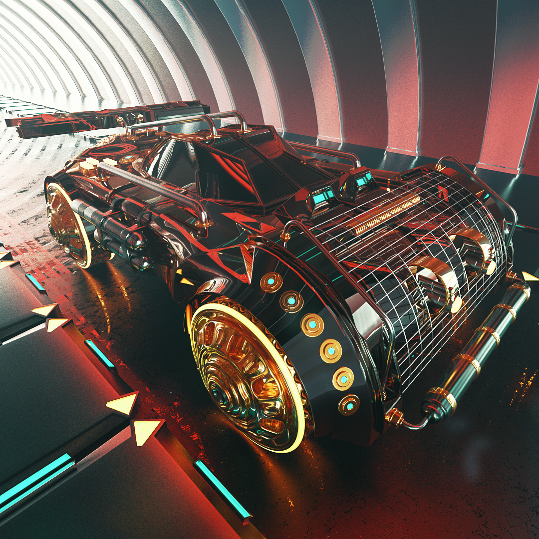 C4D实用工程第188季：外星科幻战车创意C4D工程文件 c4d project