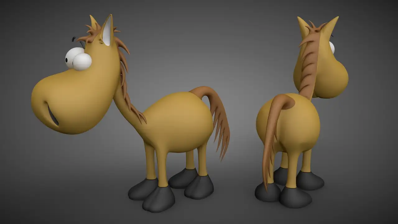 卡通小毛驴C4D模型 Cartoon little donkey 3D model