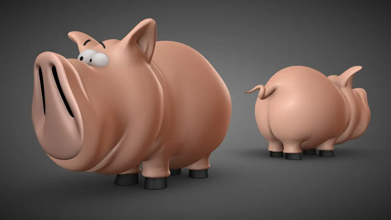 可爱的粉色卡通小猪C4D模型 Polarus 3d model