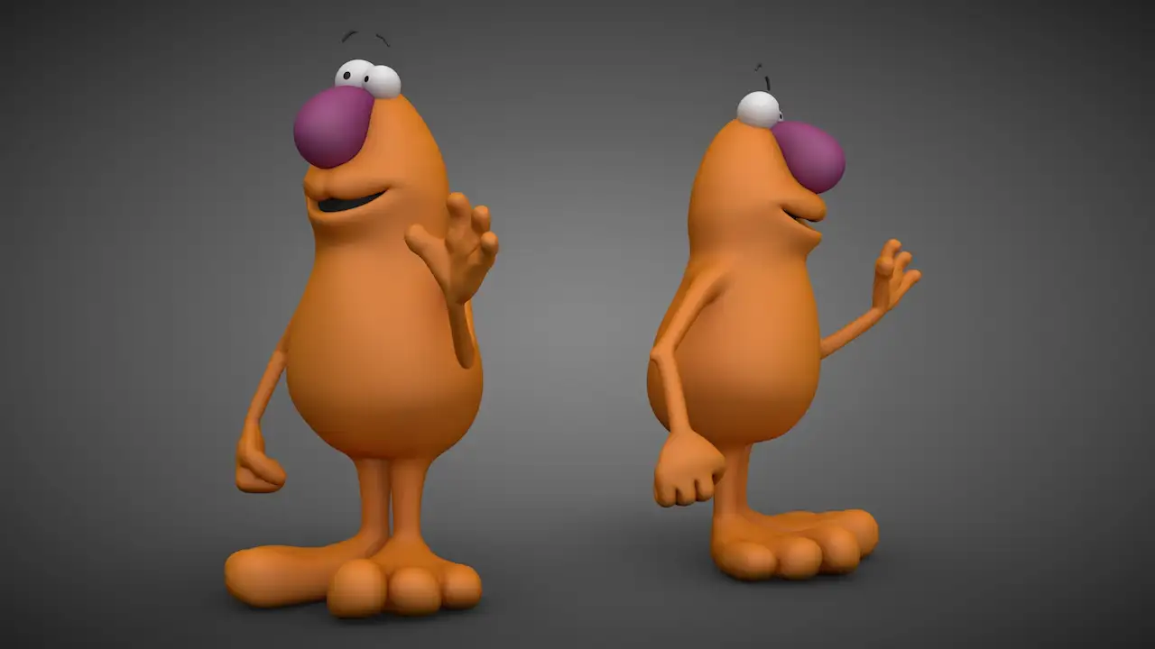 橘黄色卡通小动物C4D模型 Pompis Orange 3d model
