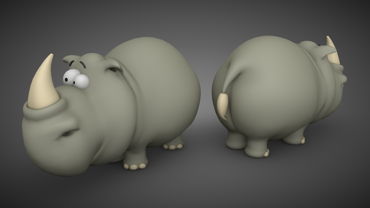 卡通犀牛C4D模型 Rhinoceros 3d model