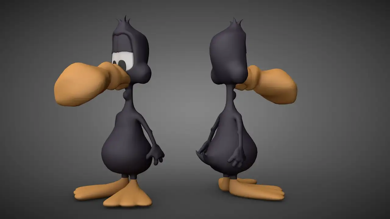 黑色卡通小鸭子 丑小鸭C4D模型 WarpedDuck 3d model