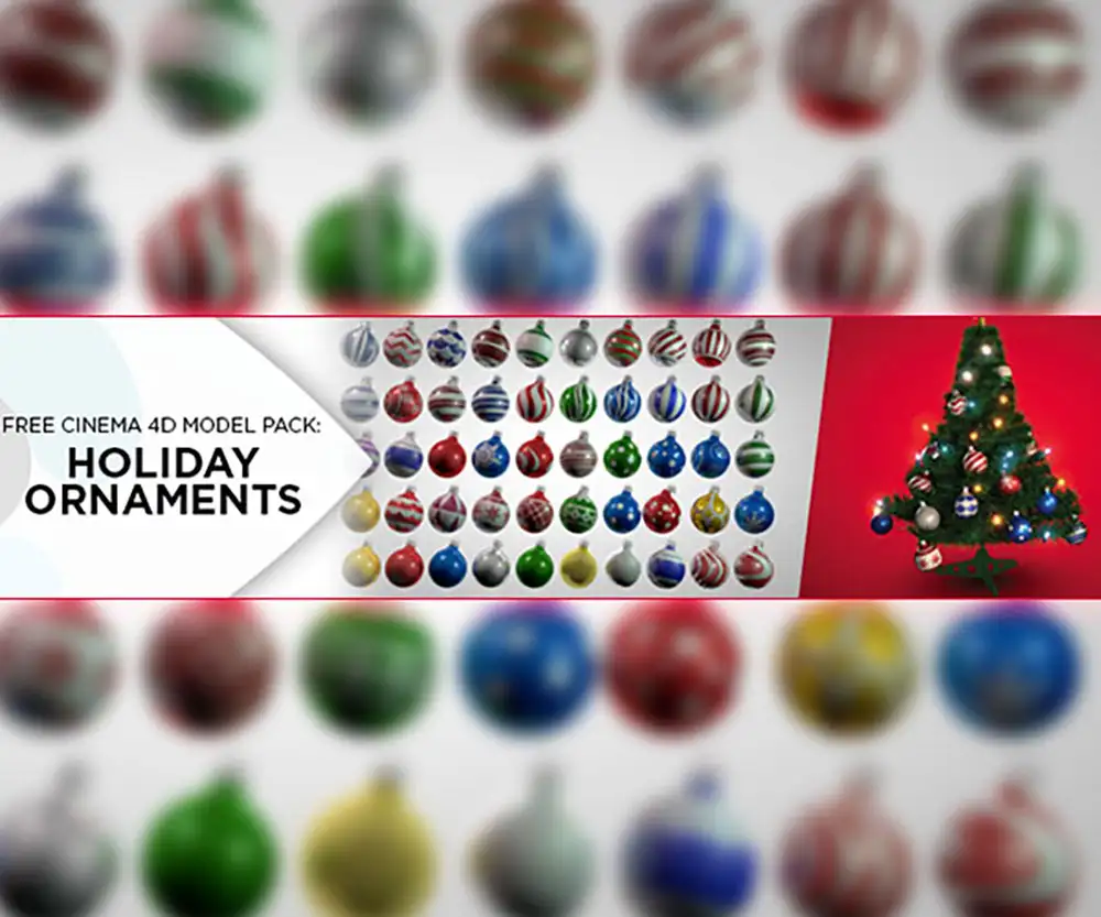 圣诞节装饰品模型及贴图材质包 HOLIDAY ORNAMENT SHADER PACK VOL. 2 - C4D之家 - holiday-pack-ornaments.jpg