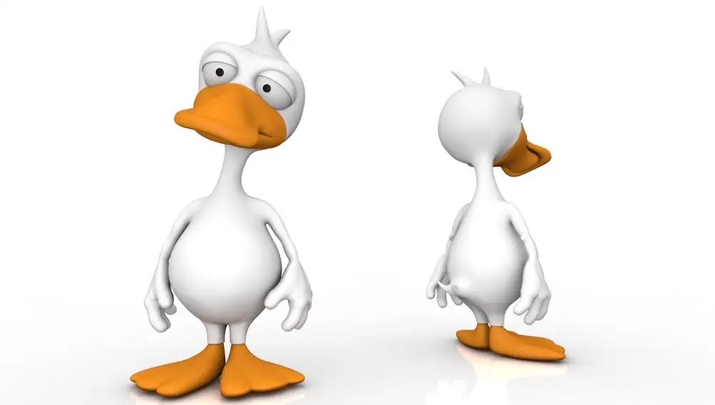 白色卡通鸭子C4D模型 Duck 3d model