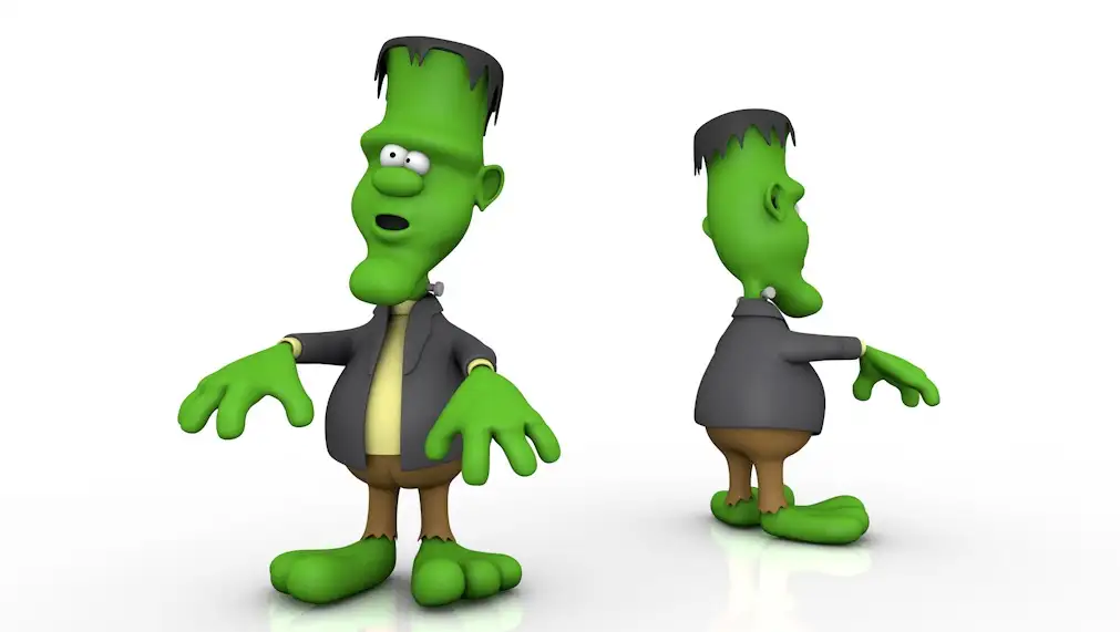 卡通绿色人弗兰克C4D模型 Frankie 3d model