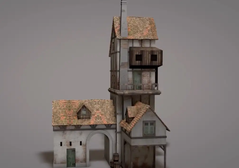 C4D老式建筑建模贴图视频教程 Cinema 4D Tutorial - Modeling Old House