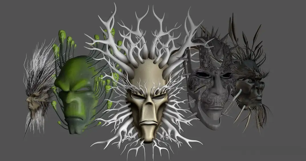 21套C4D人脸面具装扮模型合集 Face mask model