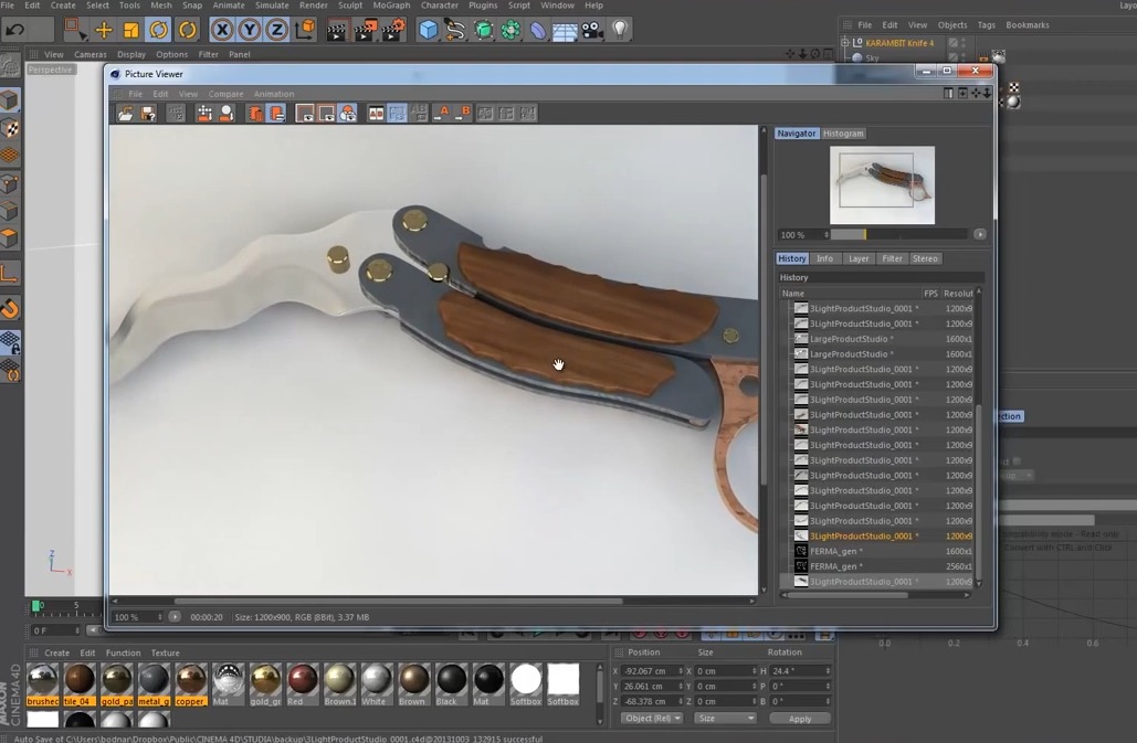 C4D折叠刀建模视频教程（俄语）Folding knife
