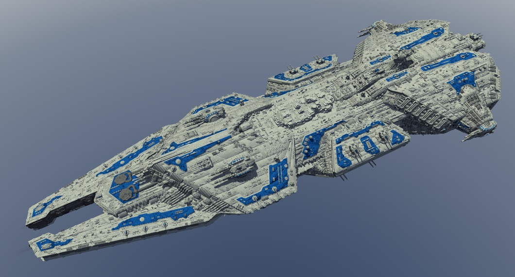 科幻战斗巡洋舰C4D游戏模型 Battle Cruiser 3d model