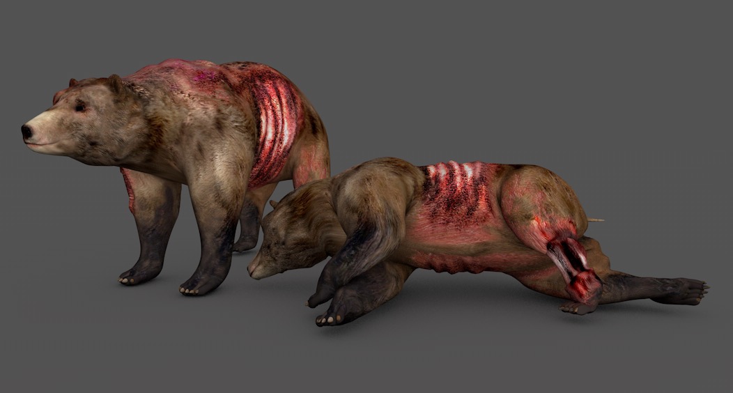 受伤的熊 死亡的熊C4D游戏角色模型 Bear macabre 3d model