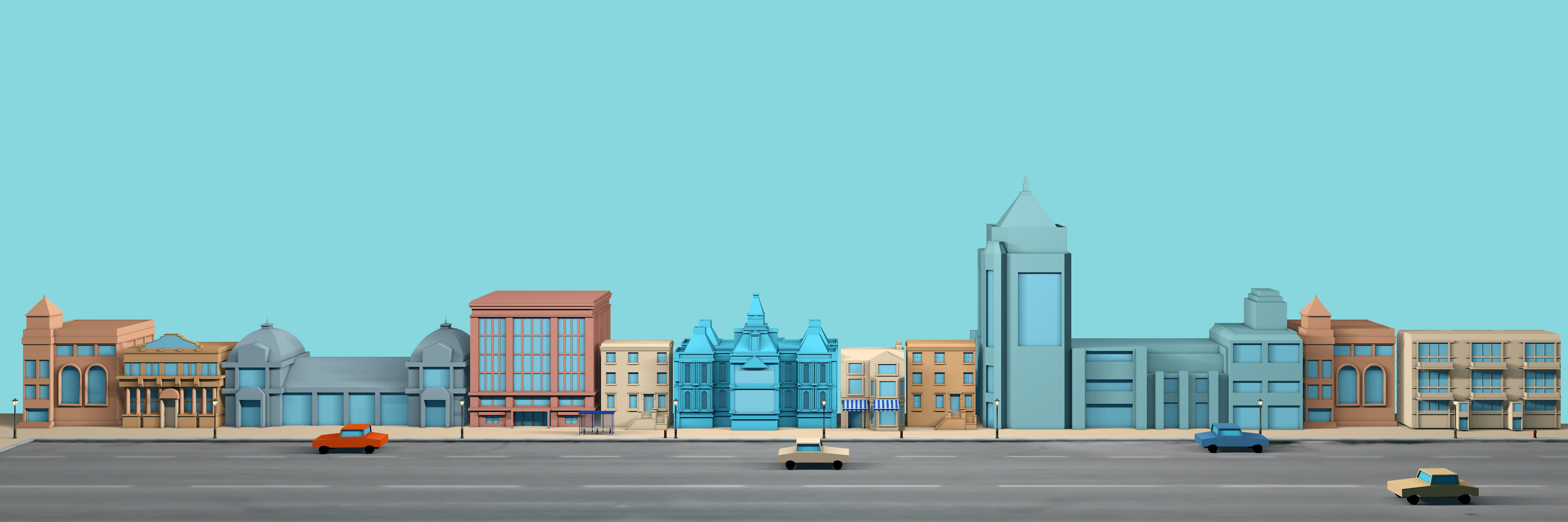 C4D快速打造卡通街道场景 - C4D之家 - 街道ss.jpg