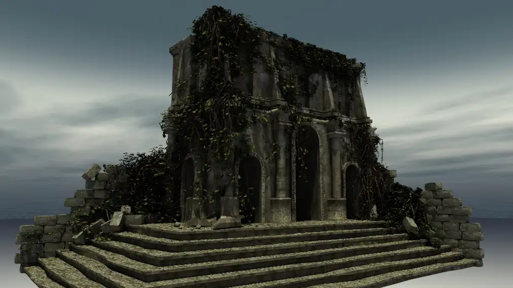 破旧的神庙遗址C4D模型 ivy tample ruins 3d model