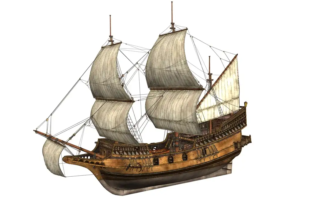 英国金鹿号盖伦型三桅帆船C4D模型 Golden Hind