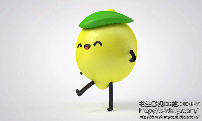 MG动画教程-Cinema 4d柠檬小人卡通角色绑定动画教程Animate a Character Walk Cycle - C4D之家 - lemon_walk_mov.gif