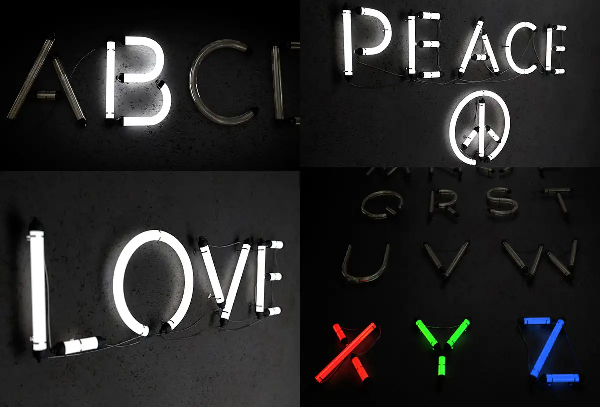 26个霓虹灯字母模型 alphabet neon cinema 4d