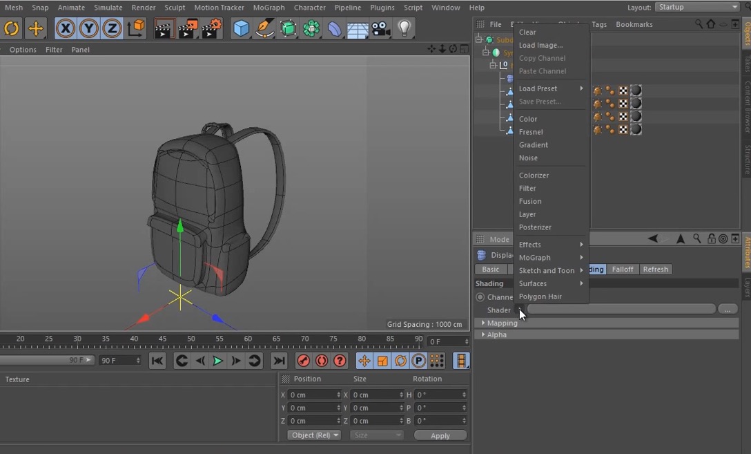 C4D书包简单建模视频教程 Bag modeling video tutorial