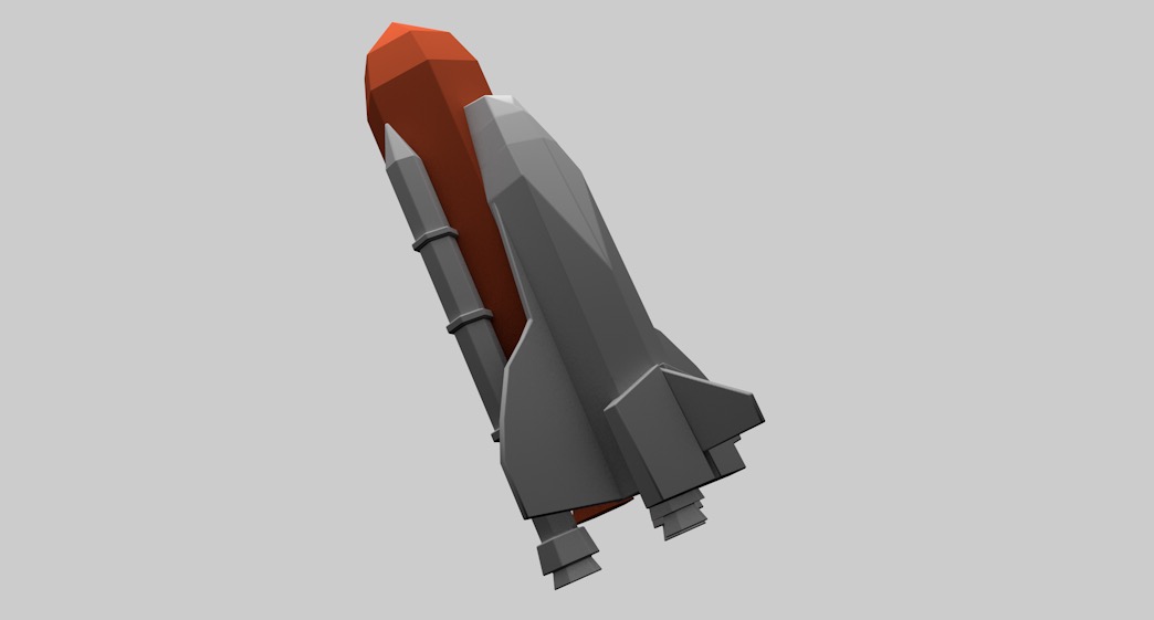 C4D低面多边形火箭 飞船工程文件 rocket