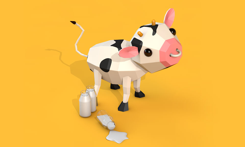 C4D低面多边形奶牛工程文件 Cow