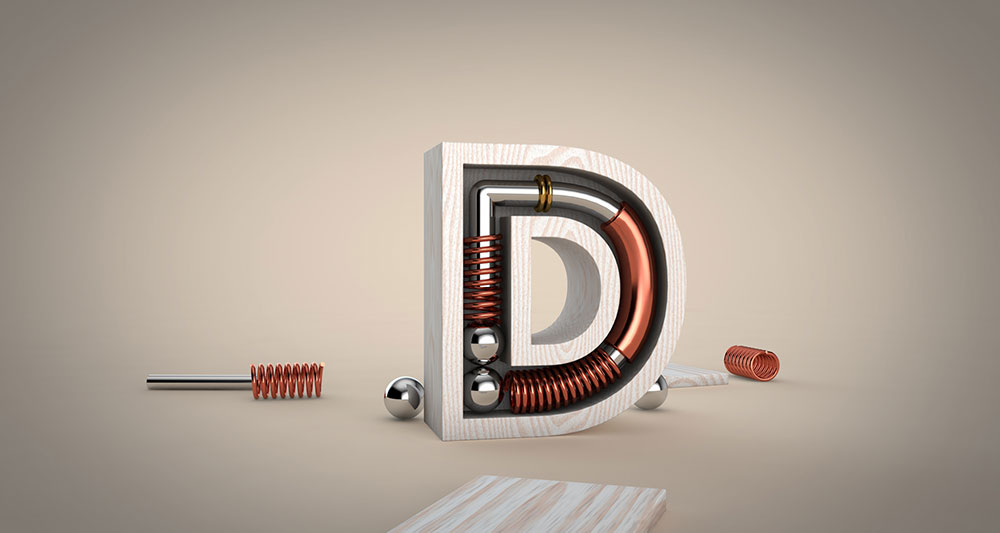 C4D木纹金属创意文字工程文件 Wood metal creative writing