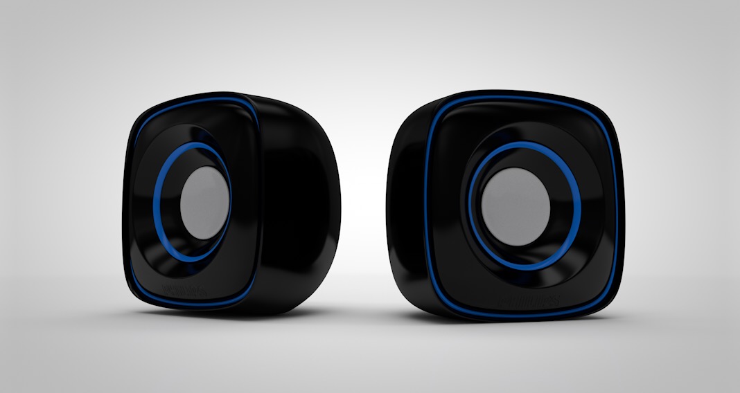 一对迷你音响C4D模型 sound 3d model