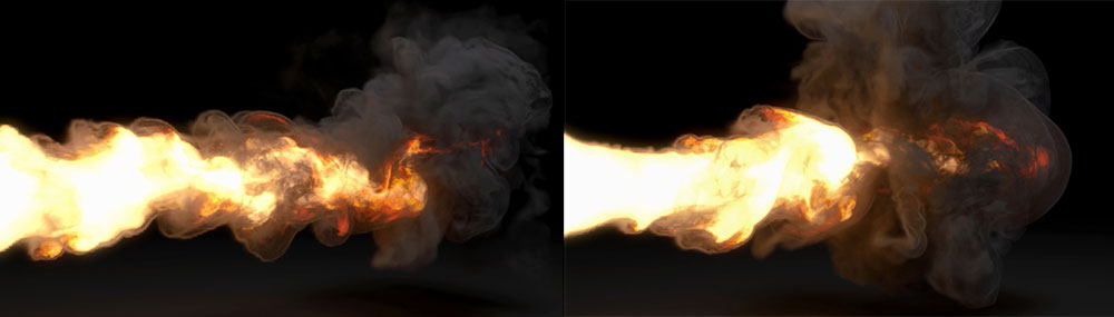 C4D使用Cycles 4D节点渲染引擎与TurbulenceFD 渲染火焰喷射的效果教程