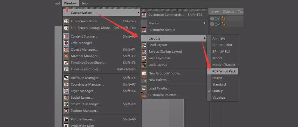 C4D快速定义视窗显示按钮和布局脚本 RBR Script Pack - C4D之家 - cinema4d_-2017-02-04-16.42.22.jpg