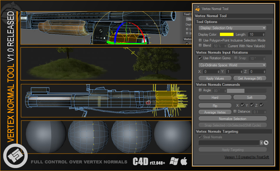C4D顶点法线控制插件 Frostsof Vertex Normal Tool v1.03 R15-R18 Win/Mac